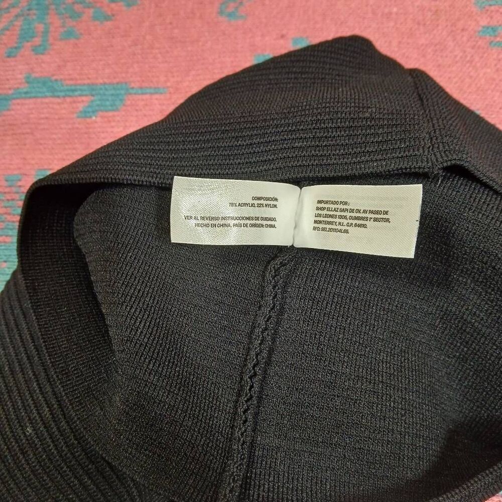 Ellaz womens small black ribbed top fitted stretch quiet luxury minimalist - Picture 5 of 8
